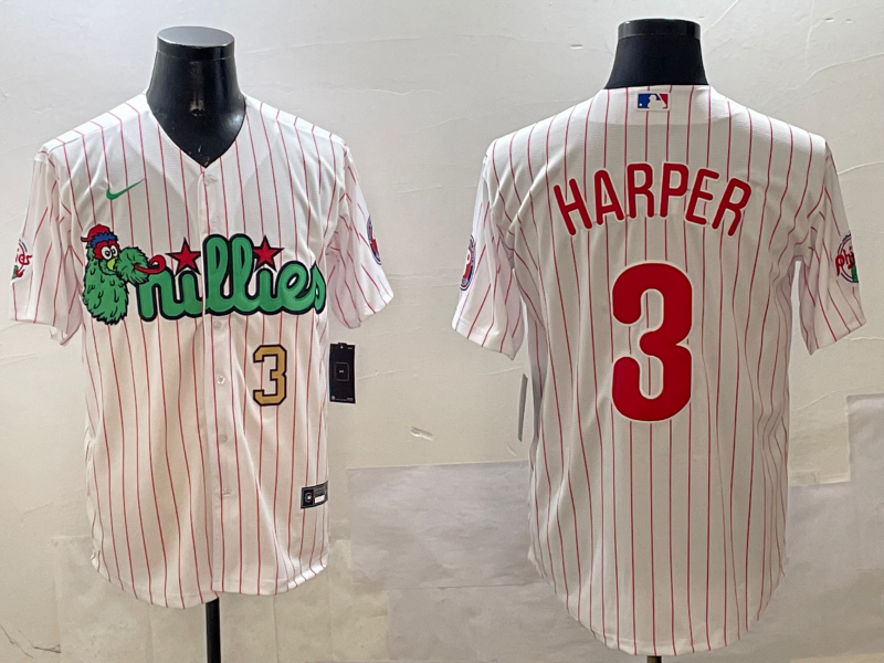 Men 2025 Philadelphia Phillies 3 Harper white Nike MLB Jersey 001